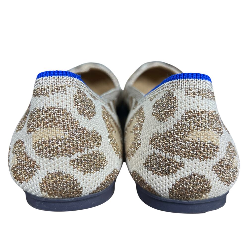 Rothy's The Flat Shimmer Cat Tan Gold Leopard Round Toe Flats Size 9 - Picture 8 of 11